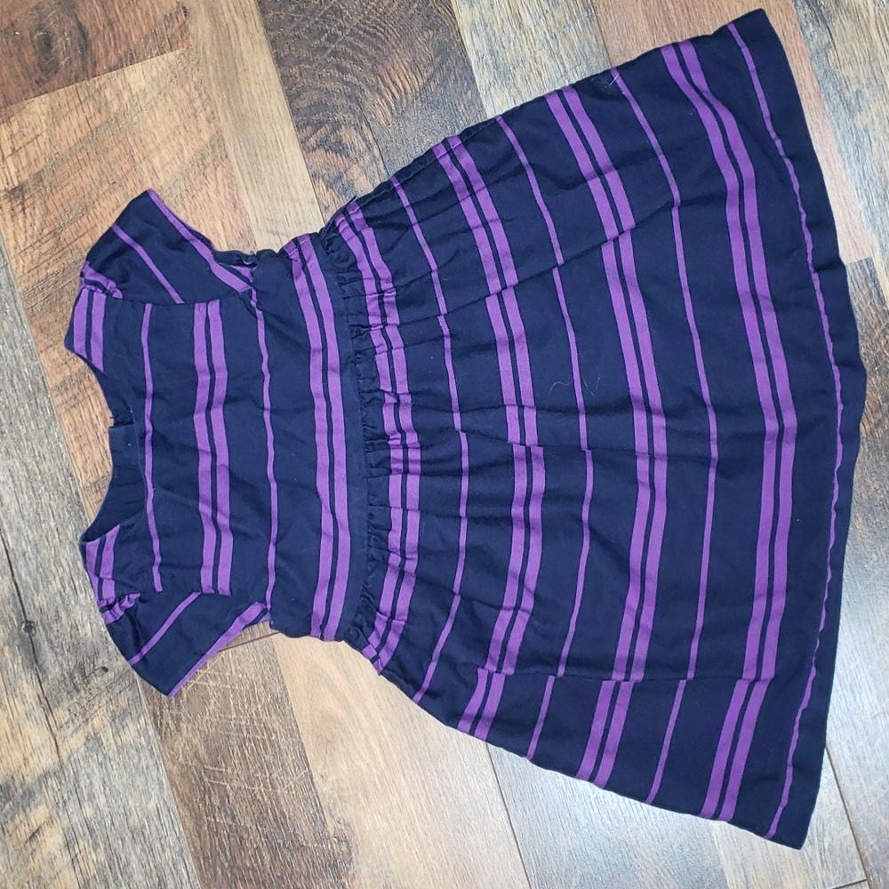 Ralph Lauren Dark Blue and Purple Striped Short Sleeve Dress, Size 18 Months
